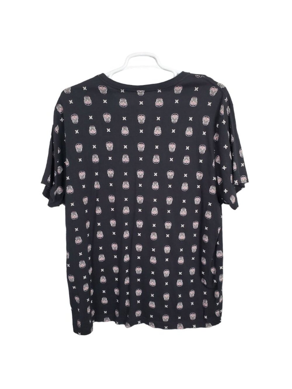 Hurley XXL Mens Shirt Graphic Tee Black Sugar Skull Allover Print Short Sleeve - Picture 4 of 8